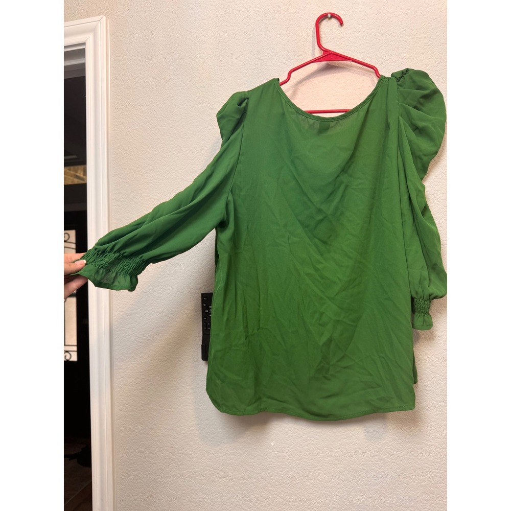 SHEIN CURVE Green Puffed Sleeve Cold Shoulder Blouse Top Plus‎ Size 2XL